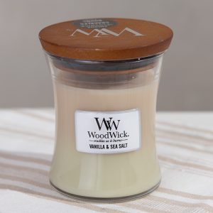 WoodWick 9.7 Oz. Vanilla & Sea Salt Hourglass Jar