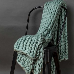 Chunky Knitted Throw – Aqua
