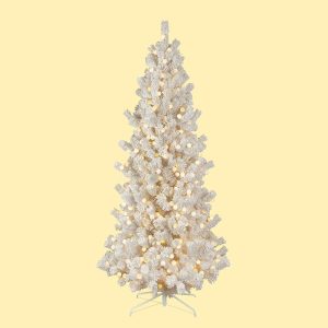 9′ Prelit Flocked and Glittered Christmas Tree
