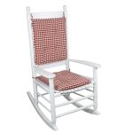 Red Non-Slip Gingham Rocking Chair Cushion Set