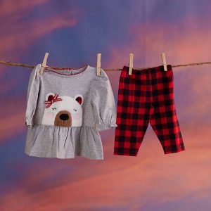 Infant Sherpa Bear Peplum Gray Top and Legging Set