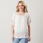 White Blouse with Embroidered Stripes