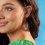 Oval Press Flower Dangle Earrings – Gold