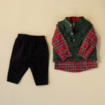 Infant 3 Piece Vest, Plaid Shirt, and Jogger Set