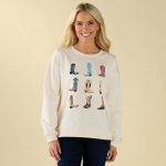 Embroidered Boots Ivory Sweatshirt