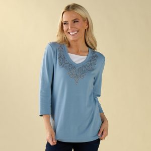 Blue Bling 2fer Top