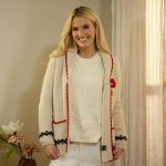 Ivory Cardigan with Embroidered Red Flower
