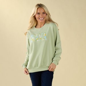 Mama Applique Fashion Green Sweatshirt