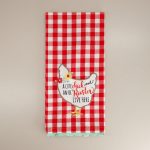 Old Rooster Embroidered Tea Towel