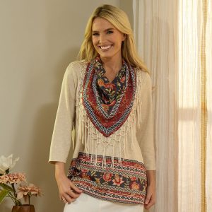 Red Floral Scarf Top
