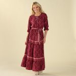 Border Print Red Maxi Dress