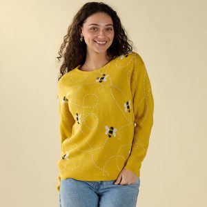 Bee Intarsia Yellow Sweater