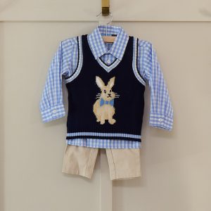 3-Piece Bowtie Bunny Sweater Vest and Pants Set
