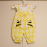 Infant 2 Piece Bee Pocket Yellow Check Bow Jumper