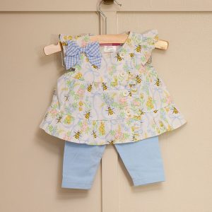 Infant Woven Floral and Bee Print Top and Legging Set