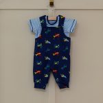 Infant 2 Piece Knit Plane Print Blue Overall