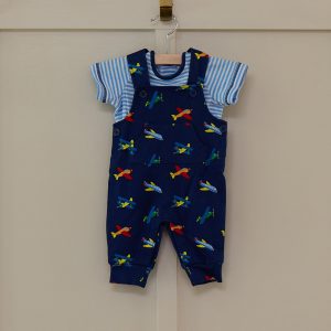 Infant 2 Piece Knit Plane Print Blue Overall