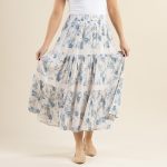 Blue Floral Tiered Skirt