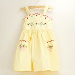 Toddler Ladybug and Floral Scallop Yellow Dress