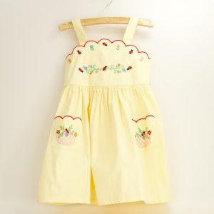 Toddler Ladybug and Floral Scallop Yellow Dress