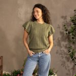 Olive Green Short Sleeve Sweater
