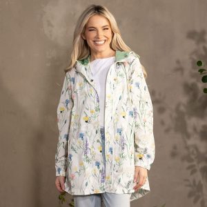 Floral White Raincoat