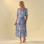 Fine Floral Blue Tier Dress