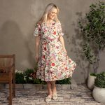 Ruffled Collar Floral Dress
