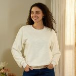 Butterfly Debossed White Sweatshirt