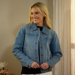 Denim Jacket with Ruffled Collar