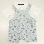 Infant Knit Print Blue Shortall Set