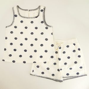Toddler Embroidered Seashell Top and Short Set