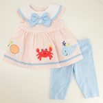 Infant 3 Applique Woven Stripe Top and Legging Set