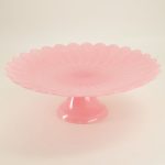 Glass Pink Flower Cake Stand
