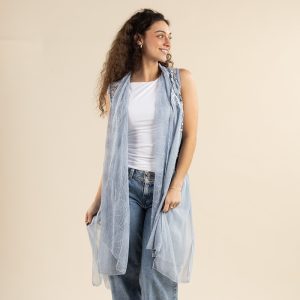 Blue Mixed Media Vest