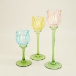 Set Of 3 Glass Tulip Candle Holders