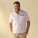 Short Sleeve Woven Flamingo White Shirt