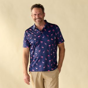 Short Sleeve Flamingo Blue Polo