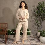Embroidered Brown Top and Pants Set