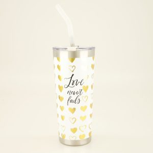Love Never Fails 22 Oz. Tumbler with Straw