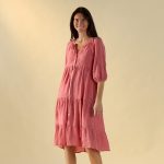 Coral Embroidered Dress