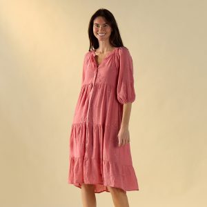 Coral Embroidered Dress
