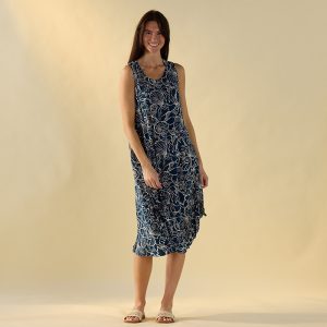 Shell Print Blue Patio Dress