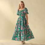 Deep Teal with Pink Midi Dress