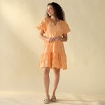 Orange Pintuck Texture Dress