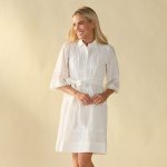 Eyelet Inset White Shirt Dress