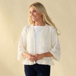 Texture Ruffle White Cardigan