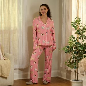 Dog Print Pink PJ Set