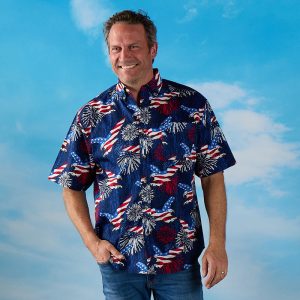 Eagle Firework Woven Blue Shirt