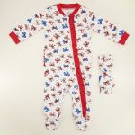 Infant Red, White, and Blue Bow Print Ruffle Butt Footsie